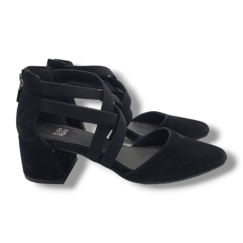 Eileen‎ Fisher Juku Pump Womens 5.5 Black Suede Pointed Toe